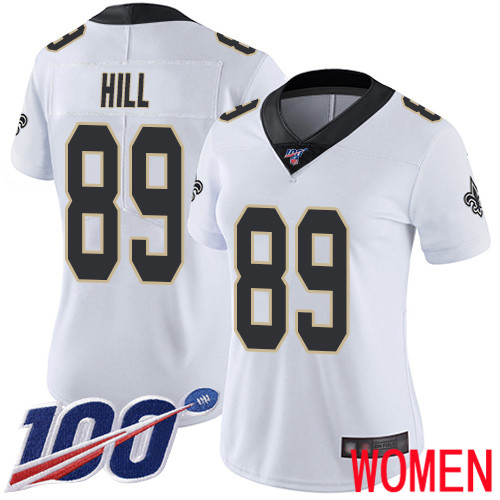 New Orleans Saints Limited White Women Josh Hill Road Jersey NFL Football 89 100th Season Vapor Untouchable Jersey